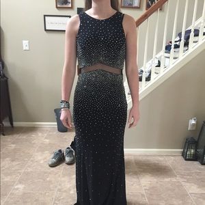 Black illusion prom dress